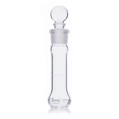 Flask, Volumetric,  Wide Mouth, Globe Glass, 5mL, Class A, To Contain (TC), ASTM E288, 6/Box