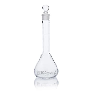 Flask, Volumetric, Wide Mouth, Globe Glass, 100mL, Class A, To Contain (TC), ASTM E288, 6/Box