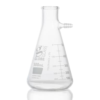 Flask, Filter, Globe Glass, 500mL, Dual Graduations, ASTM E1406, 6/Box