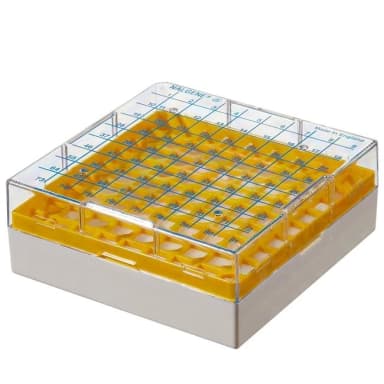 Colored 5026-0909 CryoBox PC with Yellow Grid 1.2-2mL, 9x9 Array