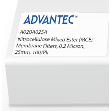 Nitrocellulose Mixed Ester (MCE) Membrane Filters, 0.2 Micron, 25mm, 100/Pk