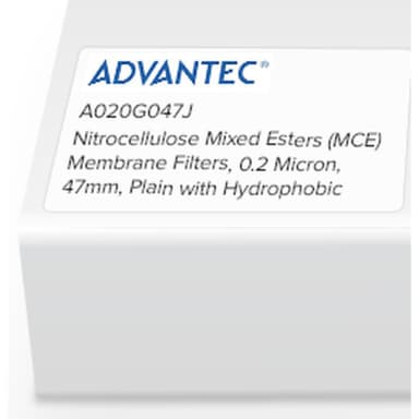 Nitrocellulose Mixed Esters (MCE) Membrane Filters, 0.2 Micron, 47mm, Plain with Hydrophobic Edge, Sterile, w/o Pad, 100/Pk