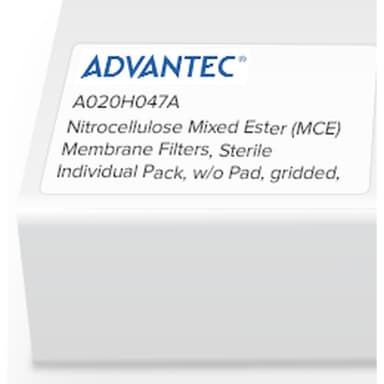 Nitrocellulose Mixed Ester (MCE) Membrane Filters, Sterile Individual Pack, w/o Pad, gridded, 0.22 Micron, 47mm, 100/PK