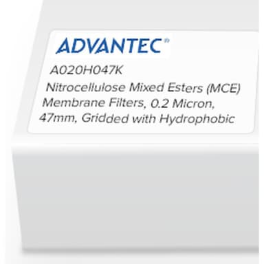 Nitrocellulose Mixed Esters (MCE) Membrane Filters, 0.2 Micron, 47mm, Gridded with Hydrophobic Edge, Sterile w/o Pad, 100/Pk