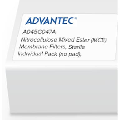 Nitrocellulose Mixed Ester (MCE) Membrane Filters, Sterile Individual Pack (no pad), non-gridded 0.45 Micron, 47mm, 100/Pk