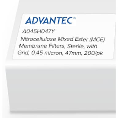 Nitrocellulose Mixed Ester (MCE) Membrane Filters, Sterile, with Grid, 0.45 micron, 47mm, 200/pk