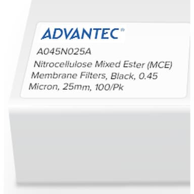 Nitrocellulose Mixed Ester (MCE) Membrane Filters, Black, 0.45 Micron, 25mm, 100/Pk