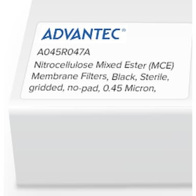 Nitrocellulose Mixed Ester (MCE) Membrane Filters, Black, Sterile, gridded, no-pad, 0.45 Micron, 47mm, 100/Pk