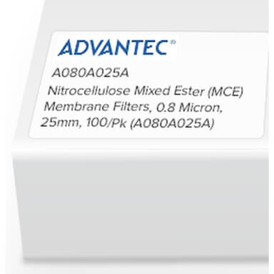 Nitrocellulose Mixed Ester (MCE) Membrane Filters, 0.8 Micron, 25mm, 100/Pk