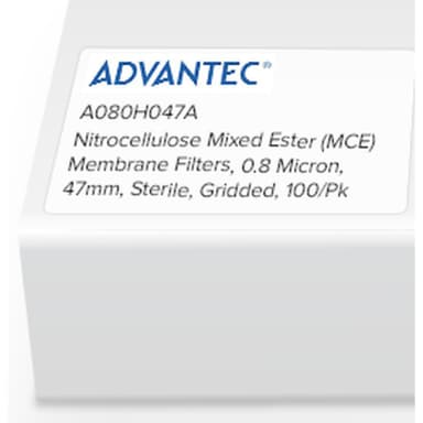 Nitrocellulose Mixed Ester (MCE) Membrane Filters, 0.8 Micron, 47mm, Sterile, Gridded, 100/Pk