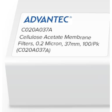 Cellulose Acetate Membrane Filters, 0.2 Micron, 37mm, 100/Pk
