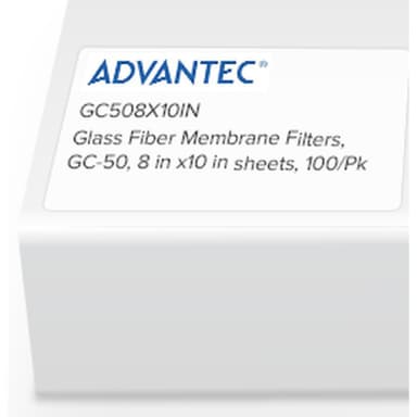 Glass Fiber Membrane Filters, GC-50, 8 in x10 in sheets, 100/Pk