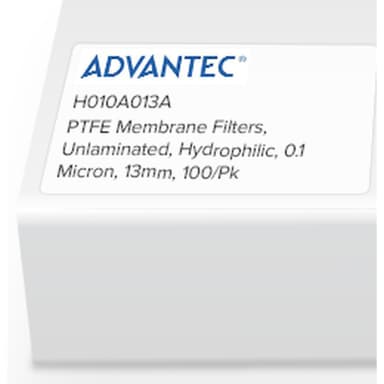 PTFE Unlaminated Membrane Filters, Hydrophilic, 0.1 Micron, 293mm, 10/Pk