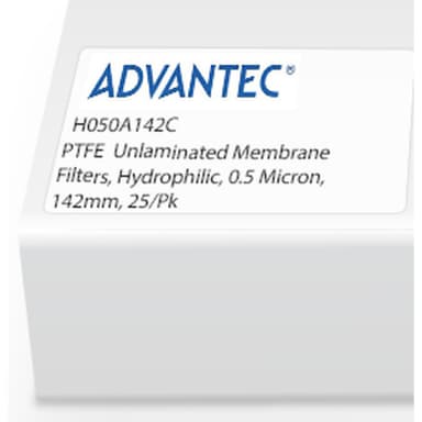 PTFE Unlaminated Membrane Filters, Hydrophilic, 0.5 Micron, 142mm, 25/Pk
