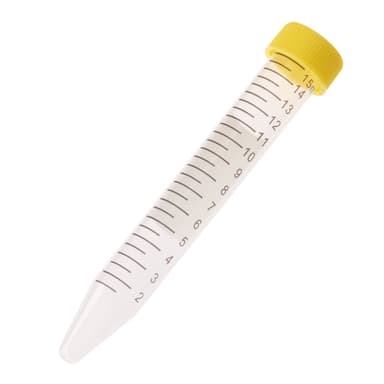 15mL Centrifuge Tube, Yellow Cap – Bag, Sterile