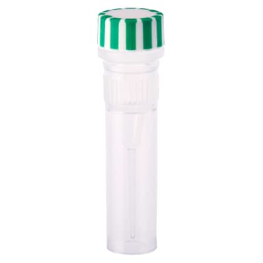 0.5mL Screw Top Micro Tube and Cap, Self-Standing, Grip Band, Green Grip Cap With Integrated O-Ring, Sterile