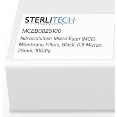 Nitrocellulose Mixed Ester (MCE) Membrane Filters, Black, 0.8 Micron, 25mm, 100/Pk