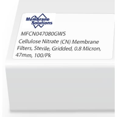 Cellulose Nitrate (CN) Membrane Filters, , Sterile, Gridded, 0.8 Micron, 47mm, 100/Pk