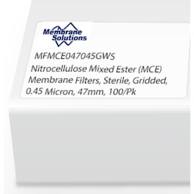 Nitrocellulose Mixed Ester (MCE) Membrane Filters, , Sterile, Gridded, 0.45 Micron, 47mm, 100/Pk