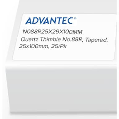 Quartz Thimble No.88R, Tapered, 25 x 100mm, 25/Pk