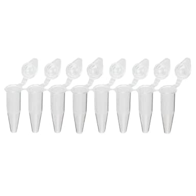 02D QuickSnap 0.2mL 8-Strip Tubes, with Individually-Attached Dome Caps, Clear, CS/1200