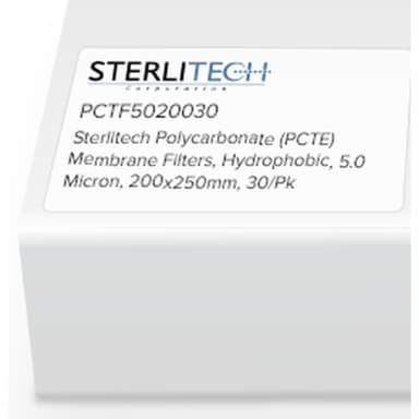 Polycarbonate (PCTE) Membrane Filters, PVP-Free, 5.0 Micron, 200 x 250mm, 30/Pk