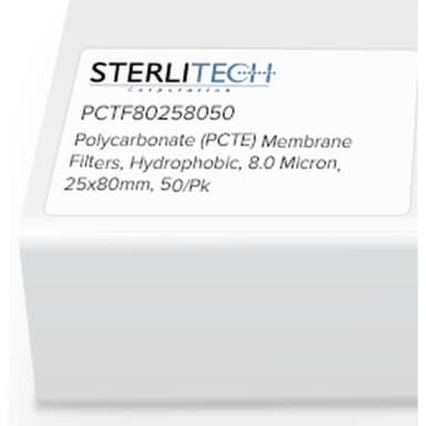 Polycarbonate (PCTE) Membrane Filters, PVP-Free, 8.0 Micron, 25 x 80mm, 50/Pk