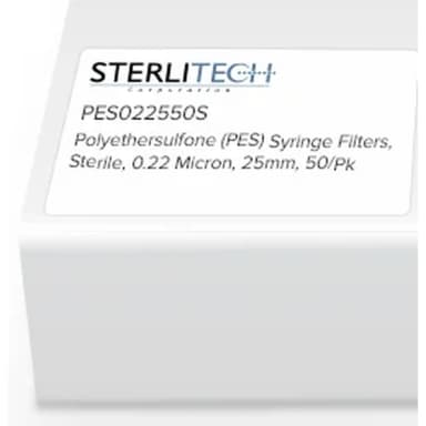 Polyethersulfone (PES) Syringe Filters, Sterile, w/Glass Fiber Prefilters, 0.22 Micron, 25mm, 50/Pk