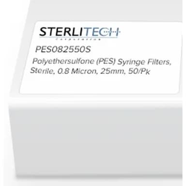 Expired Sterile Polyethersulfone Syringe Filter, 0.8 Micron, 25 mm Diameter, 50 Pack