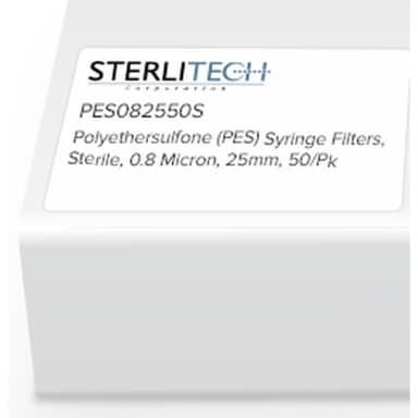 Expired Polyethersulfone (PES) Syringe Filters, Sterile, w/Glass Fiber Prefilters, 0.8 Micron, 25mm, 50/Pk