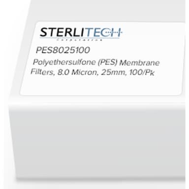 Polyethersulfone (PES) Membrane Filters, 8.0 Micron, 25mm, 100/Pk