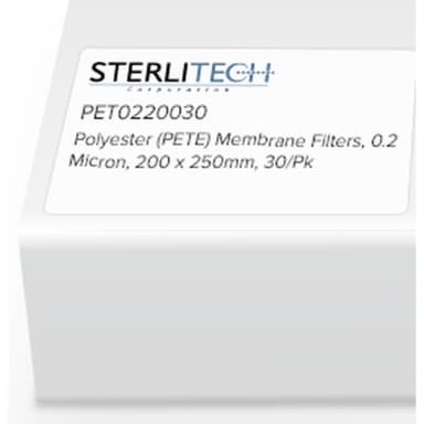 Polyester (PETE) Membrane Filters, 0.2 Micron, 200 x 250mm, 30/Pk