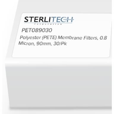 Polyester (PETE) Membrane Filters, 0.8 Micron, 90mm, 30/Pk