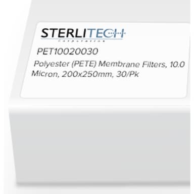 Polyester (PETE) Membrane Filters, 10.0 Micron, 200 x 250mm, 30/Pk