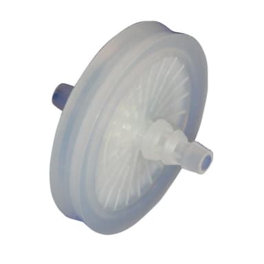 PTFE Vent Filter, Sterile, 0.45 Micron, 50mm, 1/4 in to 3/8 in hose BARB, 10/Pk