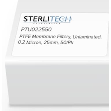 PTFE Unlaminated Membrane Filters, 0.2 micron, 25mm, 50/pk