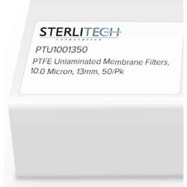 PTFE Unlaminated Membrane Filters, 10.0 Micron, 13mm, 50/Pk