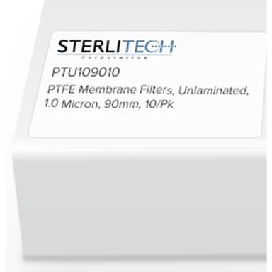 PTFE Unlaminated Membrane Filters, 1.0 micron, 90mm, 10/Pk