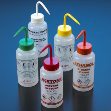 1 Wash bottle, Acetone, 500mL, LDPE,multi-lingual,vented,red, GHS Labeled