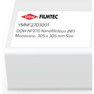 Dow Filmtec Flat Sheet Membrane, NF270, PA-TFC, NF, 305 x 305mm, 1/Pk
