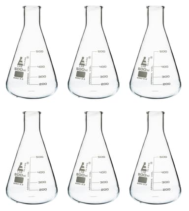 Erlenmeyer (Conical) Flask, Borosilicate, 500mL, Pack of 6