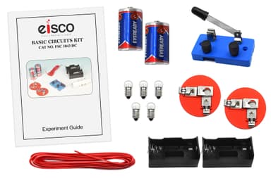Basic Circuits Kit - Explore Electricity & Build Basic, Parallel & Series Circuits - Includes Batteries, Wire, Bulbs, Knife Switch, Holders & Experiment Guide