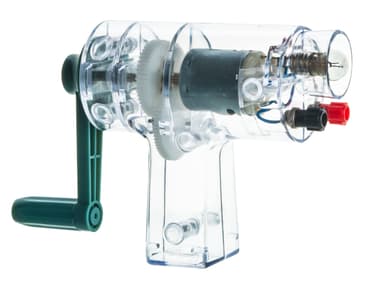 Hand Crank Generator, 12V DC - With Light Bulb & Lead Binding Posts