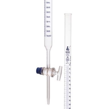 Burette, 100mL - Class A, DIN 385 Compliant, Borosilicate Glass with Glass Key Stopcock, 0.2mL Graduations