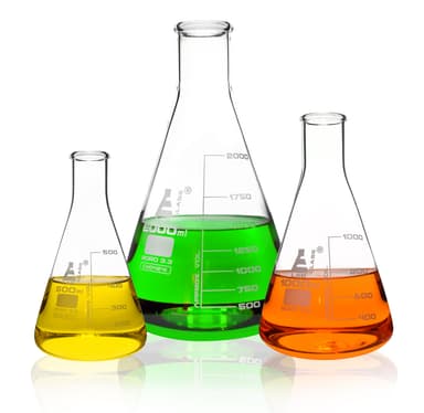 Premium Erlenmeyer Flask Set - 500ml, 1000ml & 2000ml - Narrow Neck, White Graduations - Superior Durability & Chemical Resistance - Borosilicate 3.3 Glass