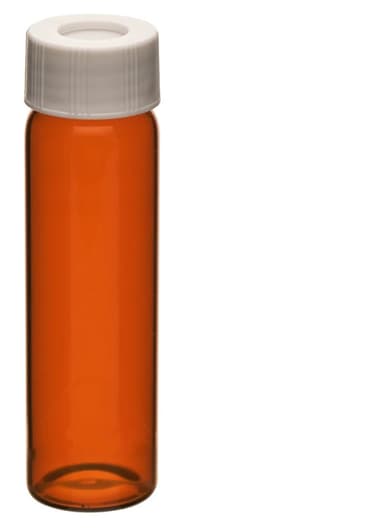 VOA/TOC Amber Vials, 40mL - 100/PK - Borosilicate Glass - ASTM/USP Type 1, Class B - PP Caps with PTFE Septa - Shrink-Wrapped - Pre-Assembled