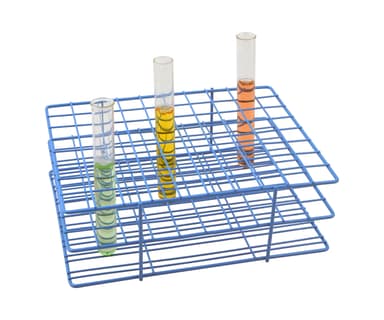 Blue Epoxy Coated Steel Wire Test Tube Rack, 80 Holes, Outer Diameter Permitted of Tubes 18-20mm or Less , 8x10 Format
