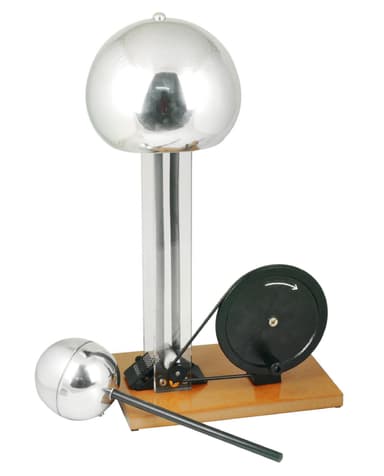 Hand Crank Van De Graaff Generator, 9.8" Sphere - Up to 100,000 Volts - Includes Assembled Base, Discharge Wand & Grounding Wire - 24" Tall