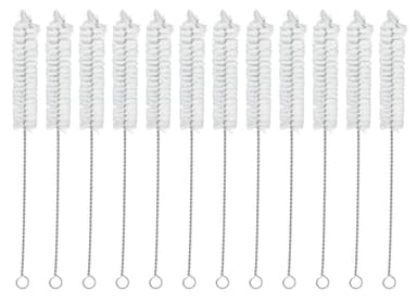 12PK Bristle Cleaning Brushes with Fan-Shaped Ends, 9" - Twisted Stainless Steel Wire Handle - Ideal for 0.6" - 0.8" Diameter Tubes, Bottles, Flasks, Cylinders, Jars, Vases, Cups