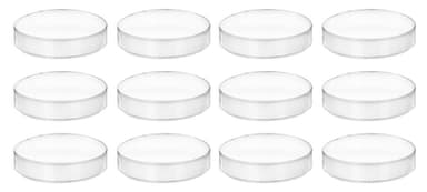 12PK Plastic Petri Dishes with Lids - 3.75" Diameter, 0.5" Depth - Molded in Polypropylene - Reusable - Translucent